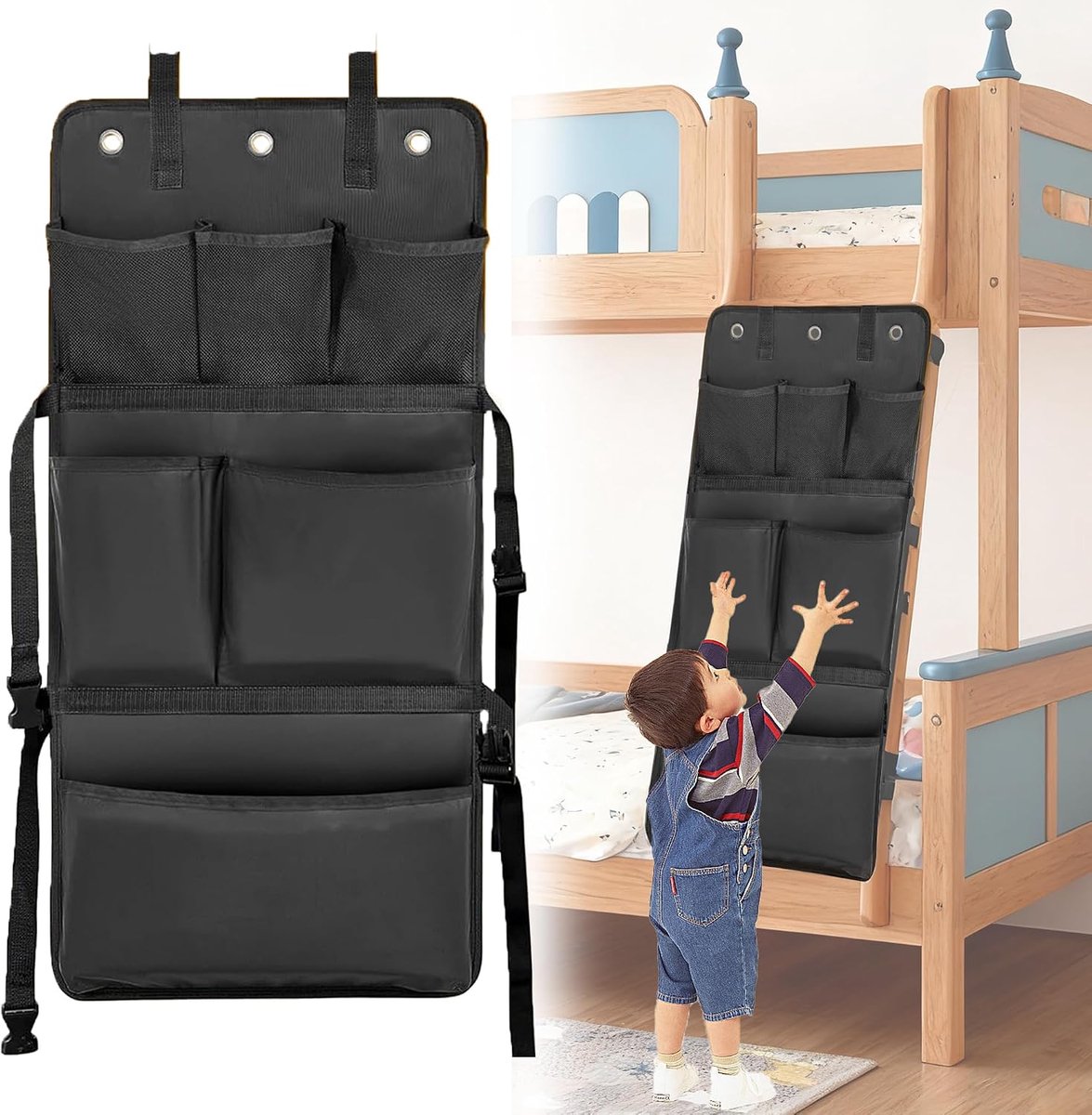 Trap Bedekking, Afneembare Stapelbed Trap Slot Bedden Trap Kussen - Opvouwbare Opslag - Voorkomen Klimmen Voor Kinderen, Stapelbeden Trap Kussen Waterdichte Trap Wacht (Zwart)