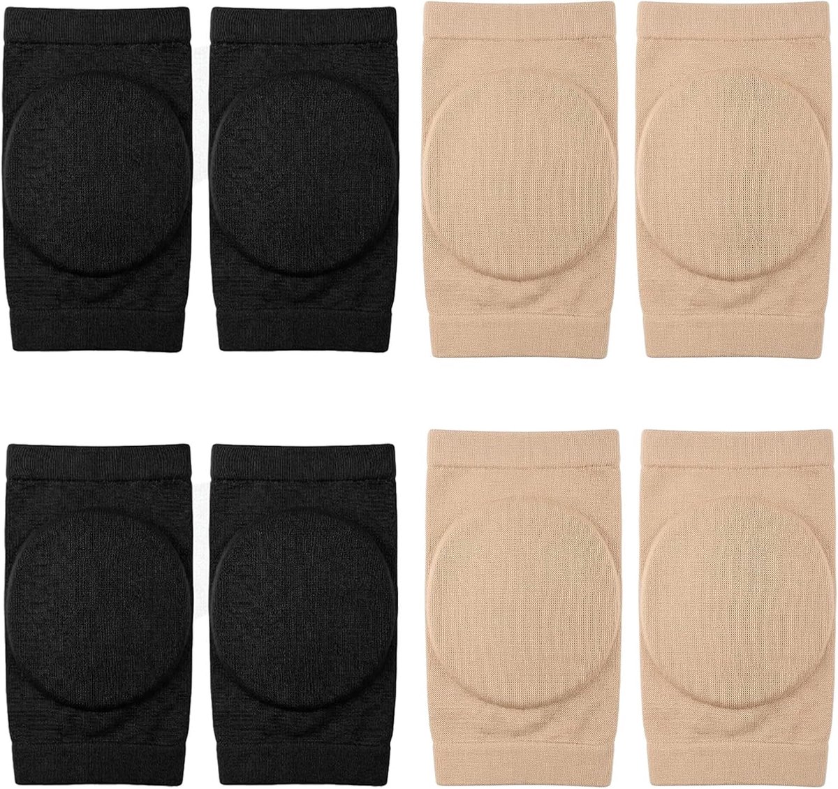 Vochtinbrengende sokken voor gebarsten hielen, gelsokken voor het repareren van droge en harde huid, ademende hielbeschermers voor dames en heren, 2 zwart en 2 beige