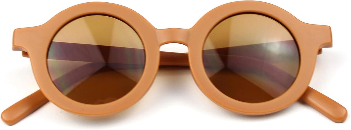 Zonnebril voor meisjes en jongens, retro-look, UV400-zonwering, Bruin