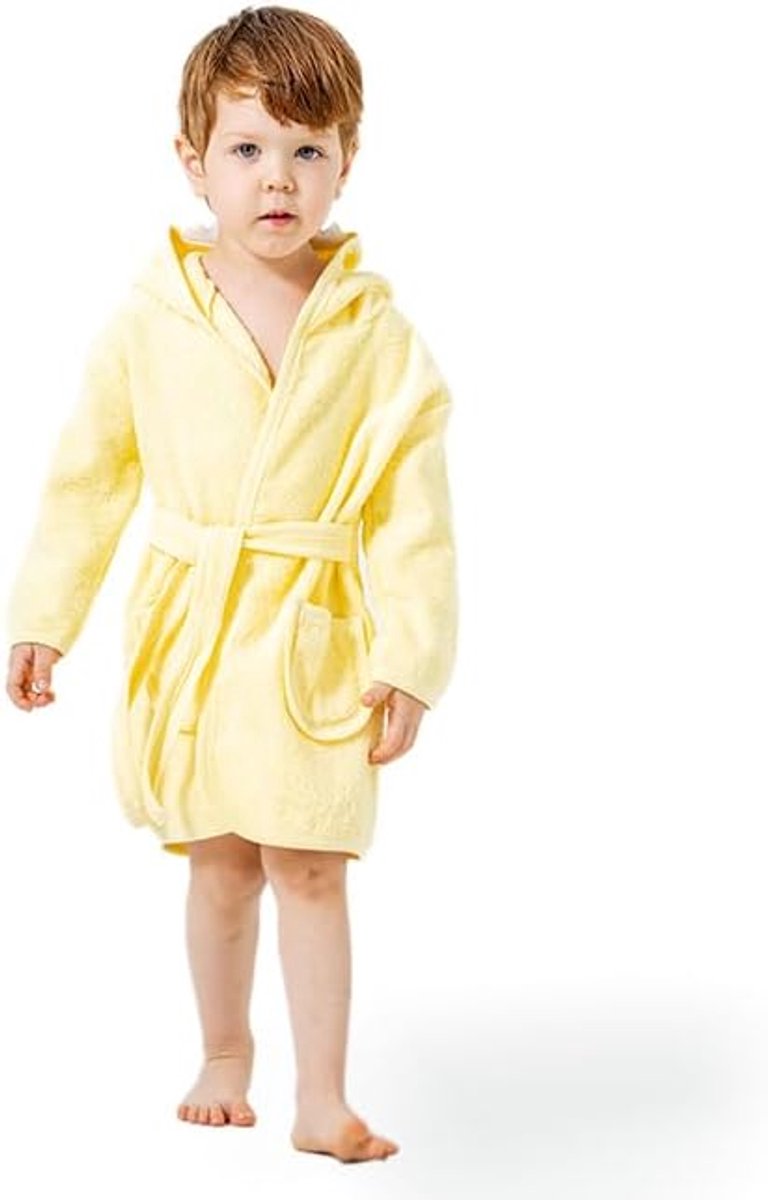 Babybadjas met schattig giraffenmotief, badjas met capuchon van 100% katoen, zacht, absorberend en huidvriendelijk, voor pasgeborenen en peuters