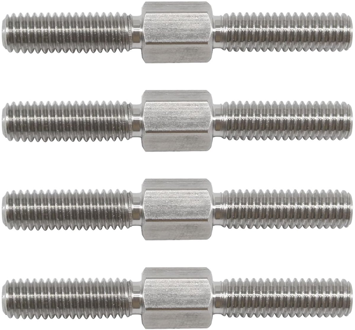 (4 stuks) M12 x 80 mm zeskantige dubbele schroefdraad bouten met rechtse en linkse schroefdraad, 304 roestvrij staal, gelijke schroefdraadlengte staafschroeven