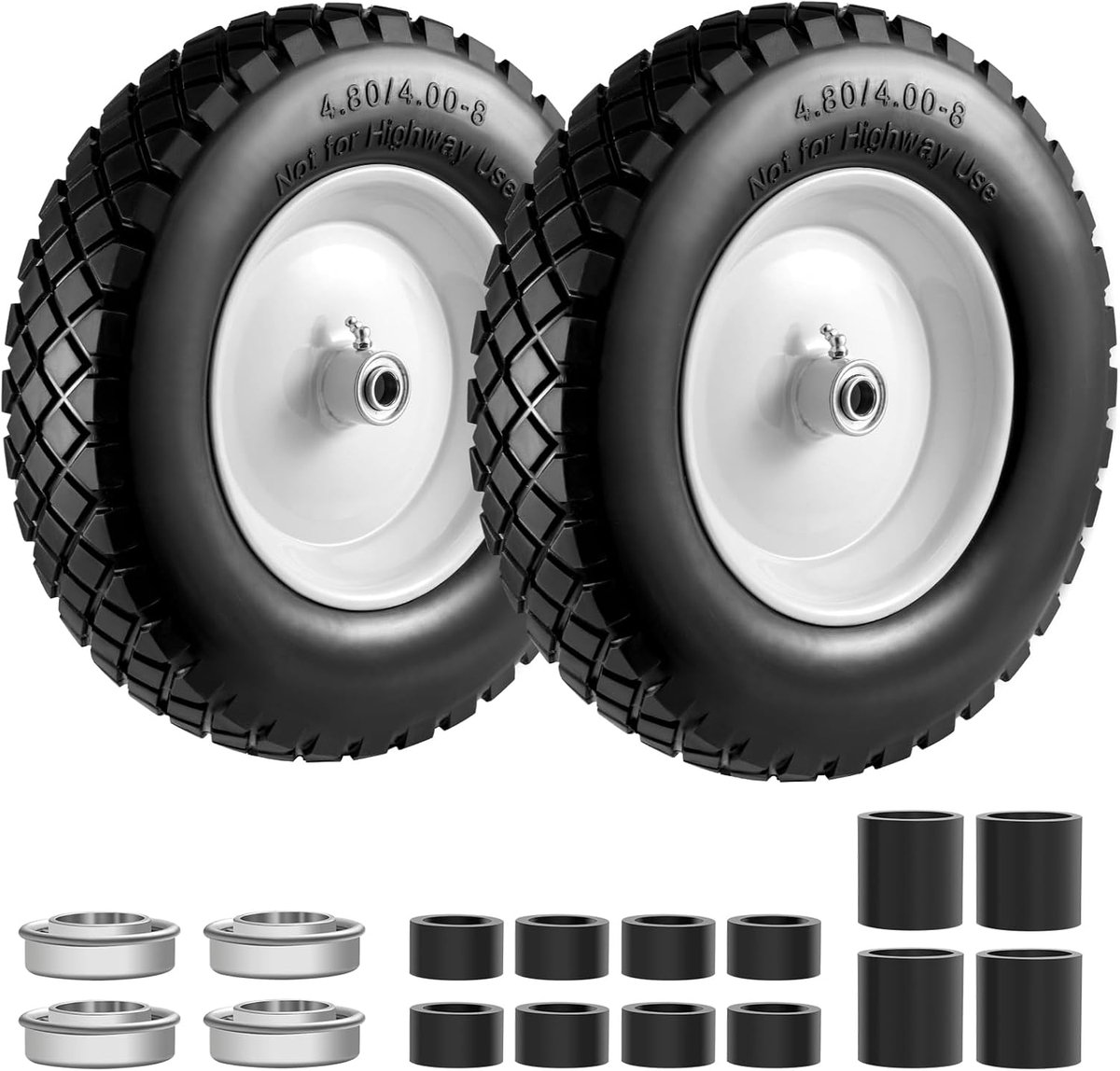 Kruiwagenbanden van 4,80/4,00-8 inch, banden en wiel, 2 stuks, solide 16