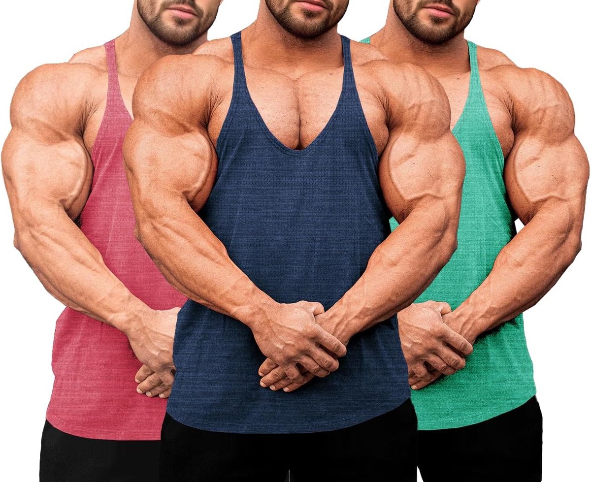 Heren Fitness Stringer Spier Tank Top, Y-Back Gym Drager Shirt, Bodybuilding Spiershirts Mannen Sneldrogend