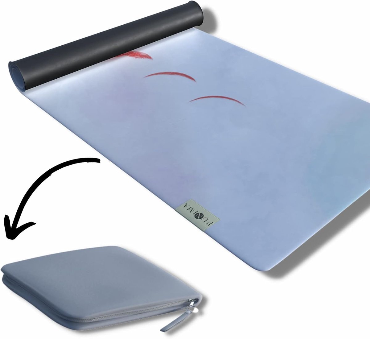 SnelShoppen - PUNIMA RPET Travel Yogamat 2-in-1 Handdoek, Extra Dun en Licht, 0,1 mm Dik, 1,4 kg, Opvouwbare Reis Yogamat voor Yoga, Fitness en Sport