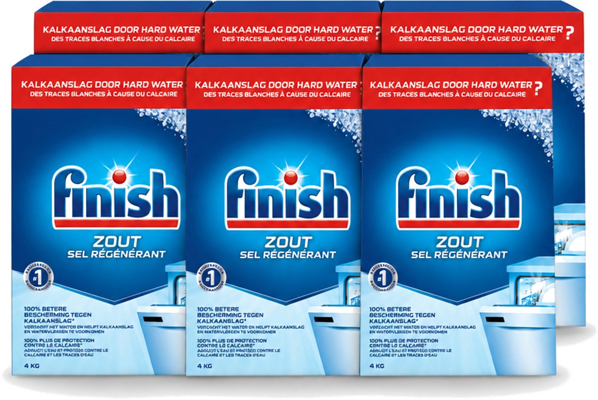 6 x Finish - Vaatwasmachine Zout - Anti-Kalk & Anti-Corrosie - 4 kg - Voordeelverpakking - 6 stuks