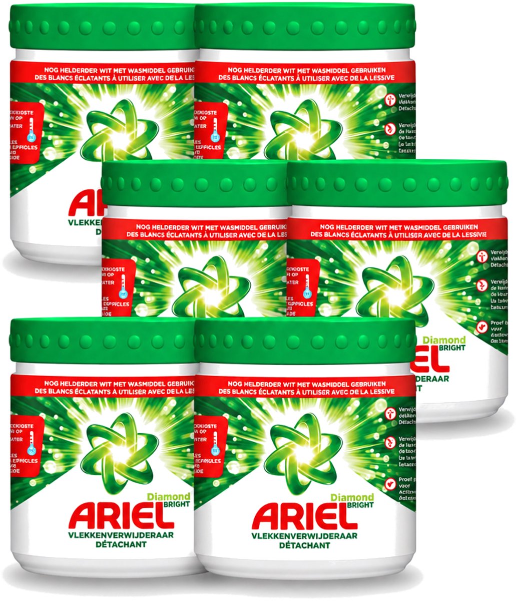 6 x Ariel Diamond Bright - Vlekverwijderaar Poeder - Witte Was - 30 Wasbeurten - Voordeelverpakking - 6 stuks