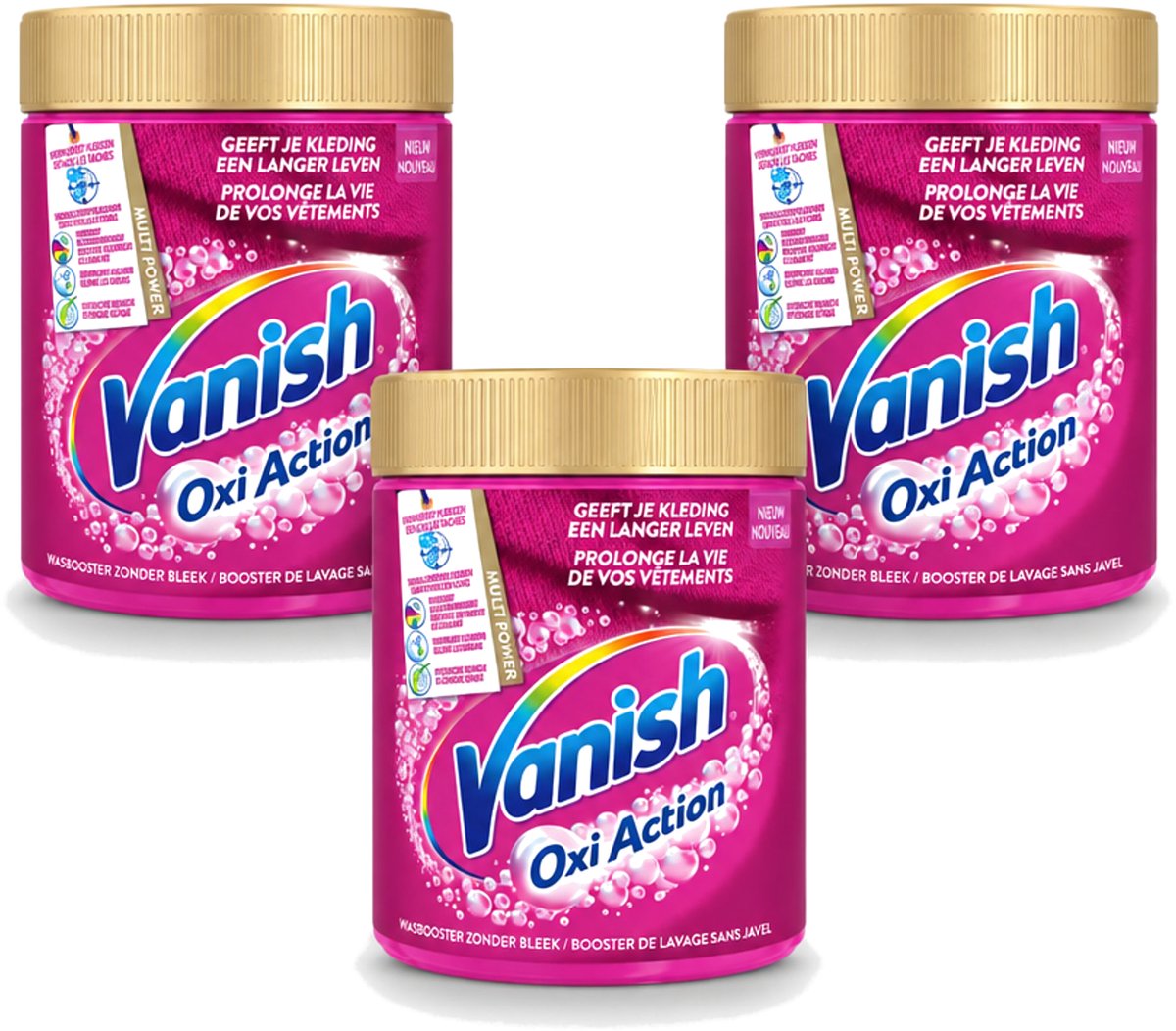 3 x Vanish Oxi Action - Vlekkenverwijderaar - Wasbooster - Zonder Bleek - Gekleurde Was - 550 Gram - Voordeelverpakking - 3 stuks