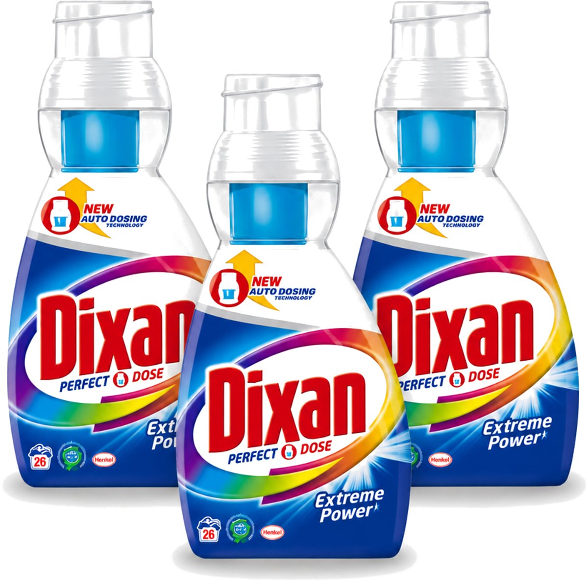 3 x Dixan Perfect Dose - Vlekkenkampioen - Extreme Power - Witte, Gekleurde & Zwarte Was - 26 Wasbeurten - Voordeelverpakking - 3 stuks