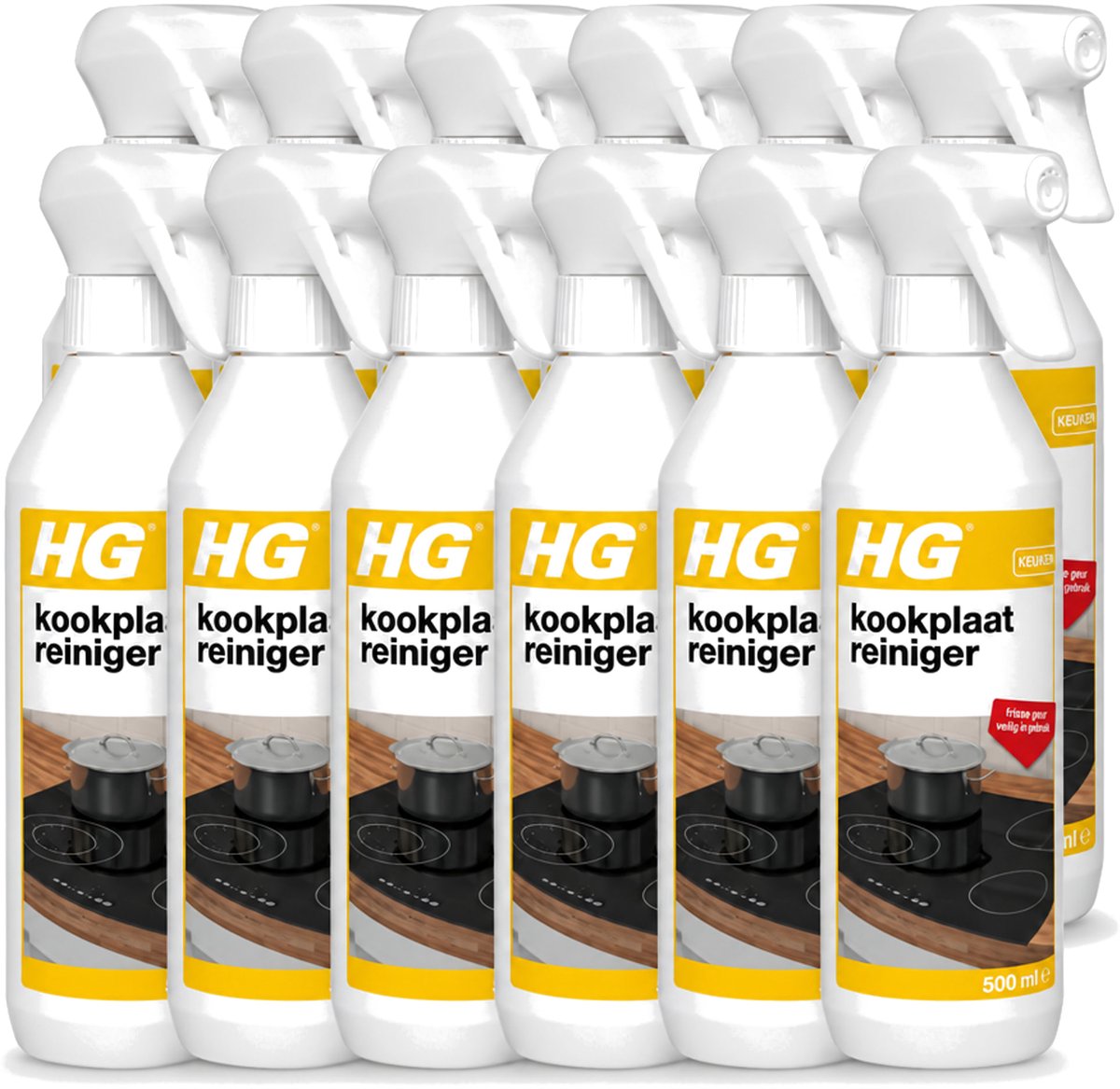 12 x HG - Kookplaatreiniger Spray - Frisse Geur - Veilig in Gebruik - 500 ml - Voordeelverpakking - 12 stuks