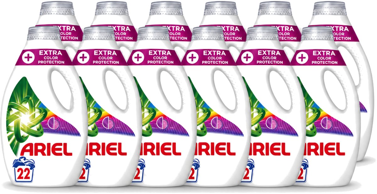 12 x Ariel – Vloeibaar Wasmiddel – Extra Color Protection – 990 ml – 22 wasbeurten - Voordeelverpakking - 12 stuks