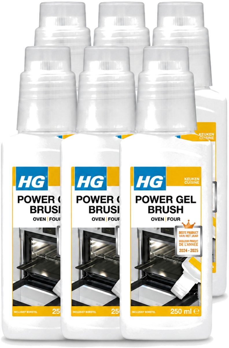 6 x HG - Power Gel Brush Oven - Zeer Hechtende Formule - Inclusief Borsteltje - 250 ml - Voordeelverpakking - 6 stuks