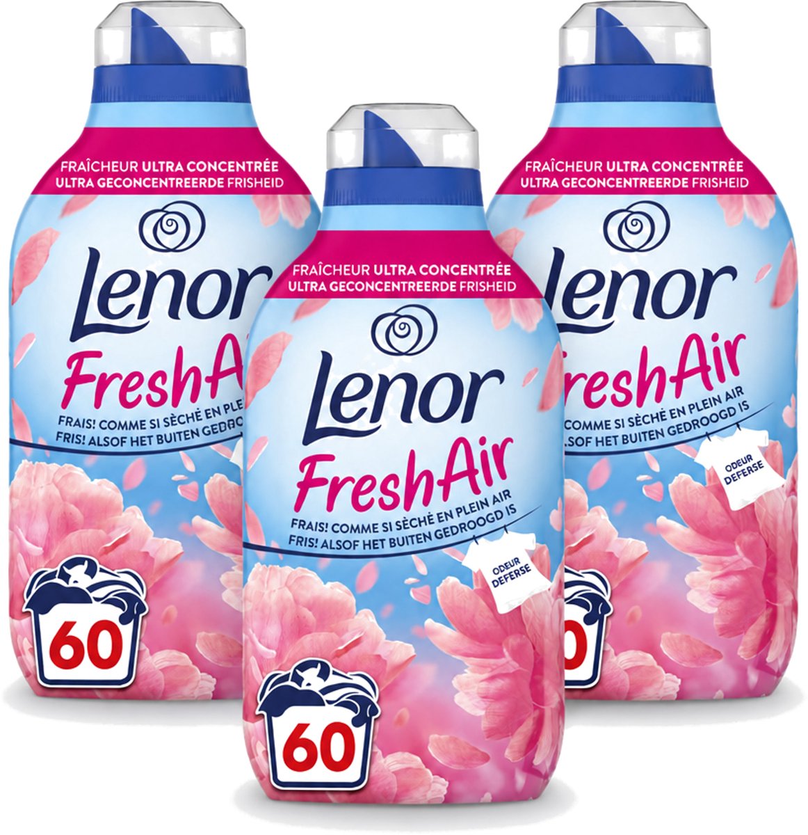 3 x Lenor – Wasverzachter – Bloesem – 60 Wasbeurten – 840 ml - Voordeelverpakking - 3 stuks