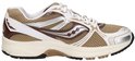 Binnenzijde van beige Saucony Grid Legacy sneaker met zilveren Saucony logo en Support-technologie.