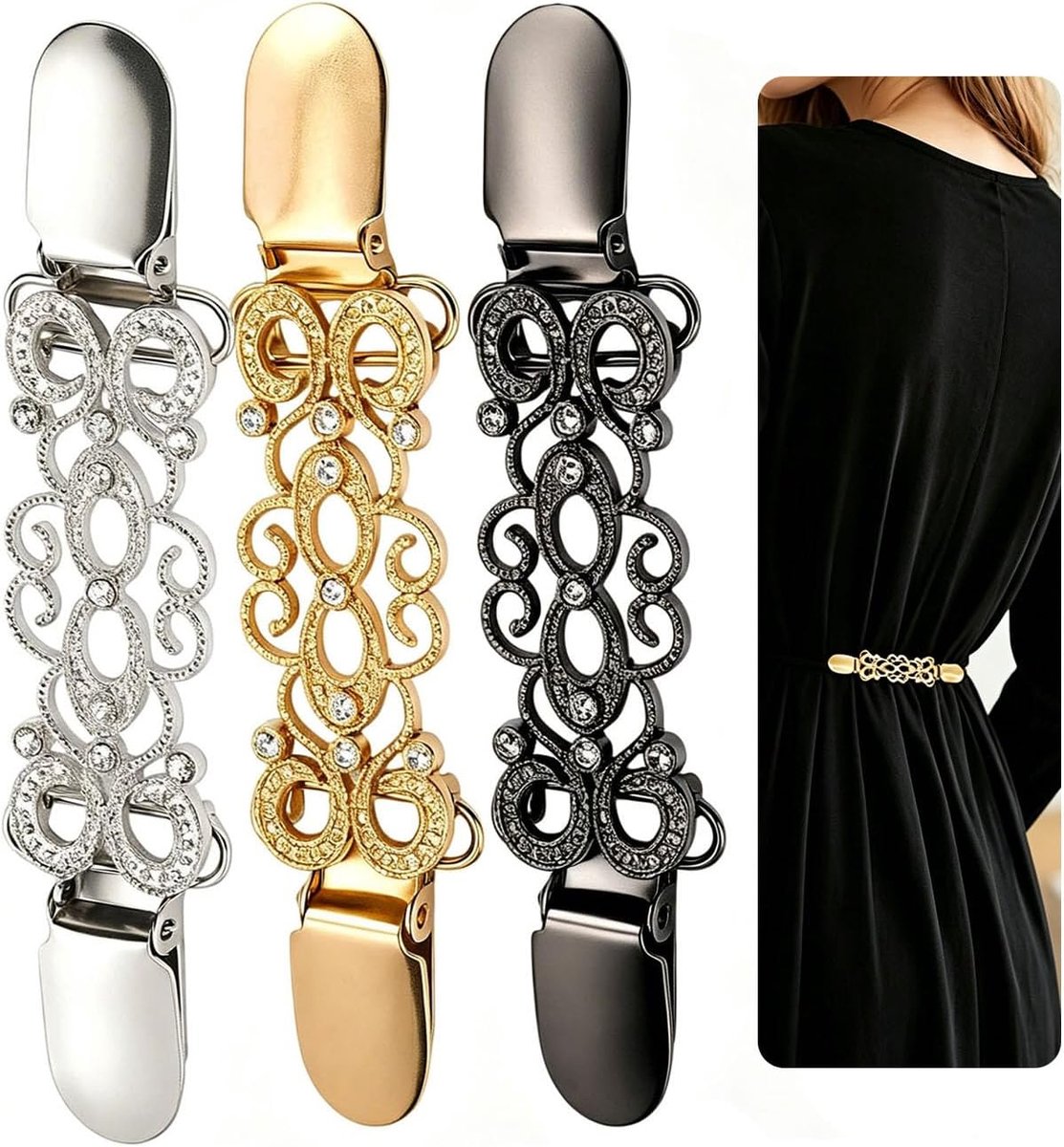 3 stuks vintage trui-clips, sjaalgesp, jurken, clips, blouses, clips, broches, jurken, tailleclip en broek, voor dames en meisjes
