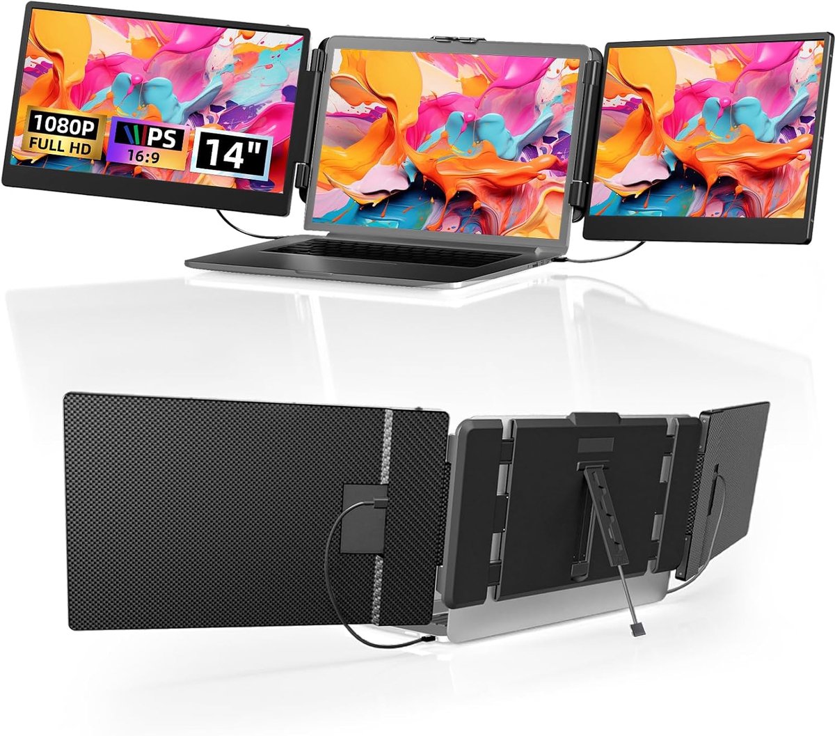 Screen Laptop 14 inch FHD 1080P IPS Multi Display Laptop Monitor Laptop Monitor Scherm Verlenging voor 13,3-17" Laptop Compatibel met Windows Chrome