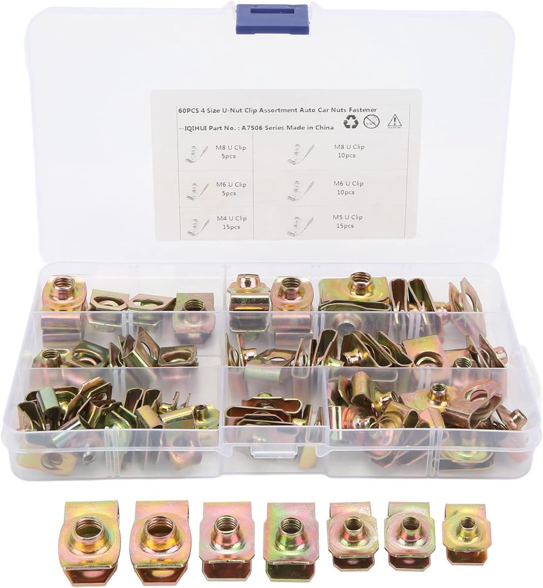 60Pcs U Moer Clip Kit Sterke Roestweerstand Hoge Elasticiteit M4 M5 M6 M8 Noten Set voor Auto Motorfiets-U Voor
