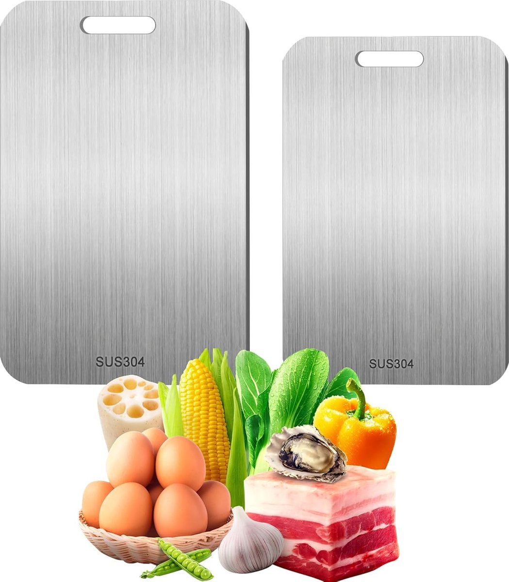 2 stuks titanium snijplank, 2025 nieuw titanium snijplank, multifunctioneel, dubbelzijdig voedselveilig titanium chopping board, voor zorgen voor de oorspronkelijke smaak van de ingrediënten