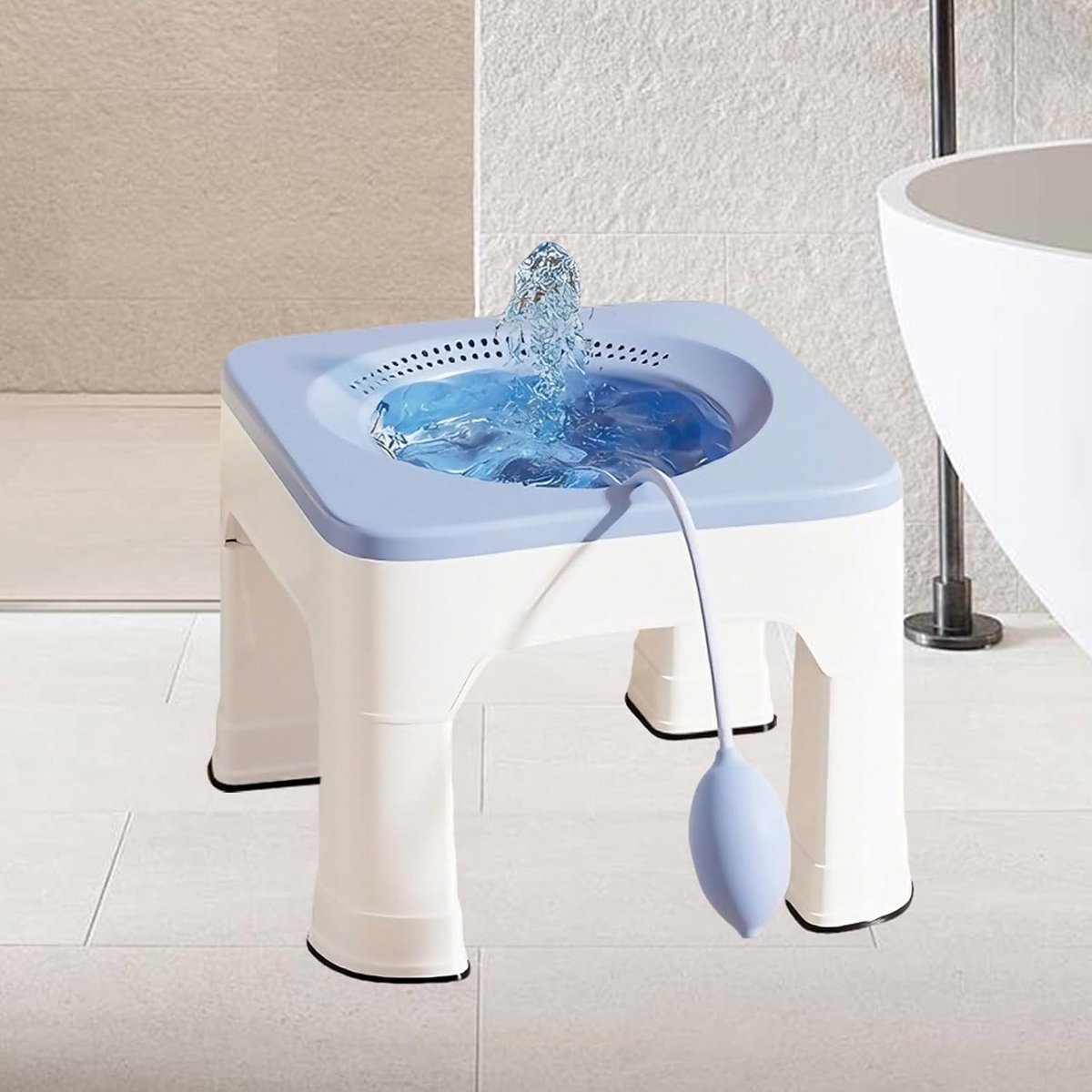 Zitbad met kruk, 1600 ml, draagbaar zitbad met spoeling
