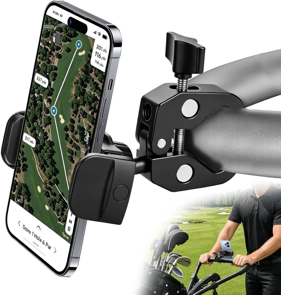 Golf Trolley Telefoonhouder: Universele Golfkar Telefoonhouder Mount