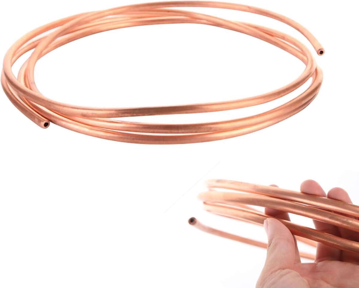 Buis, koperen spoel, 1 m zachte koperen buis, koperen buis voor koeltechniek, buitendiameter 3 mm, dikte 0,5 mm, voor de koeltechniek van draadkabels, airconditioning