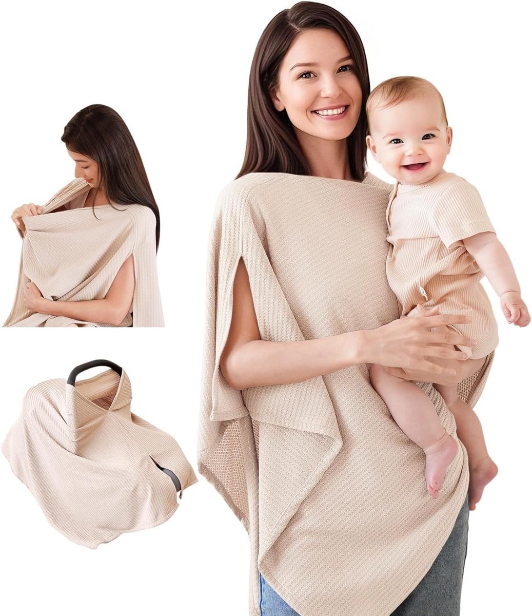Borstvoedingssjaal voor onderweg, verpleeghoes, veelzijdig inzetbaar, comfortabel en draagbaar (beige)