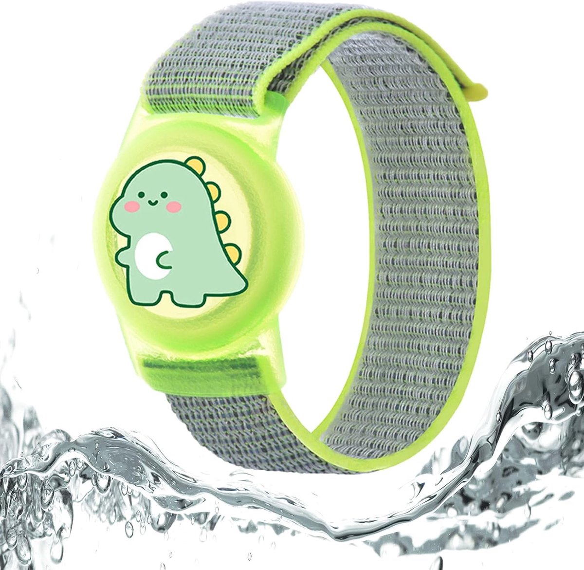 Armband waterdicht voor AirTag houder, Siliconen anti-verlies GPS-tracker-armbandhoes voor peuters (dinosaurus groen)