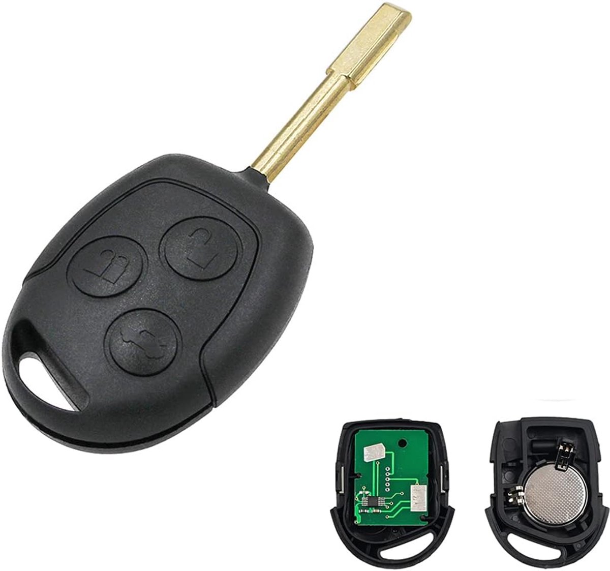 Horse 3-knops Fo-rd Auto afstandsbediening Sleutel, afstandsbediening autosleutel bescherming shell vervanging voor Mondeo/Fiesta/Fusion/Transit -433 MHz 4D63 chip