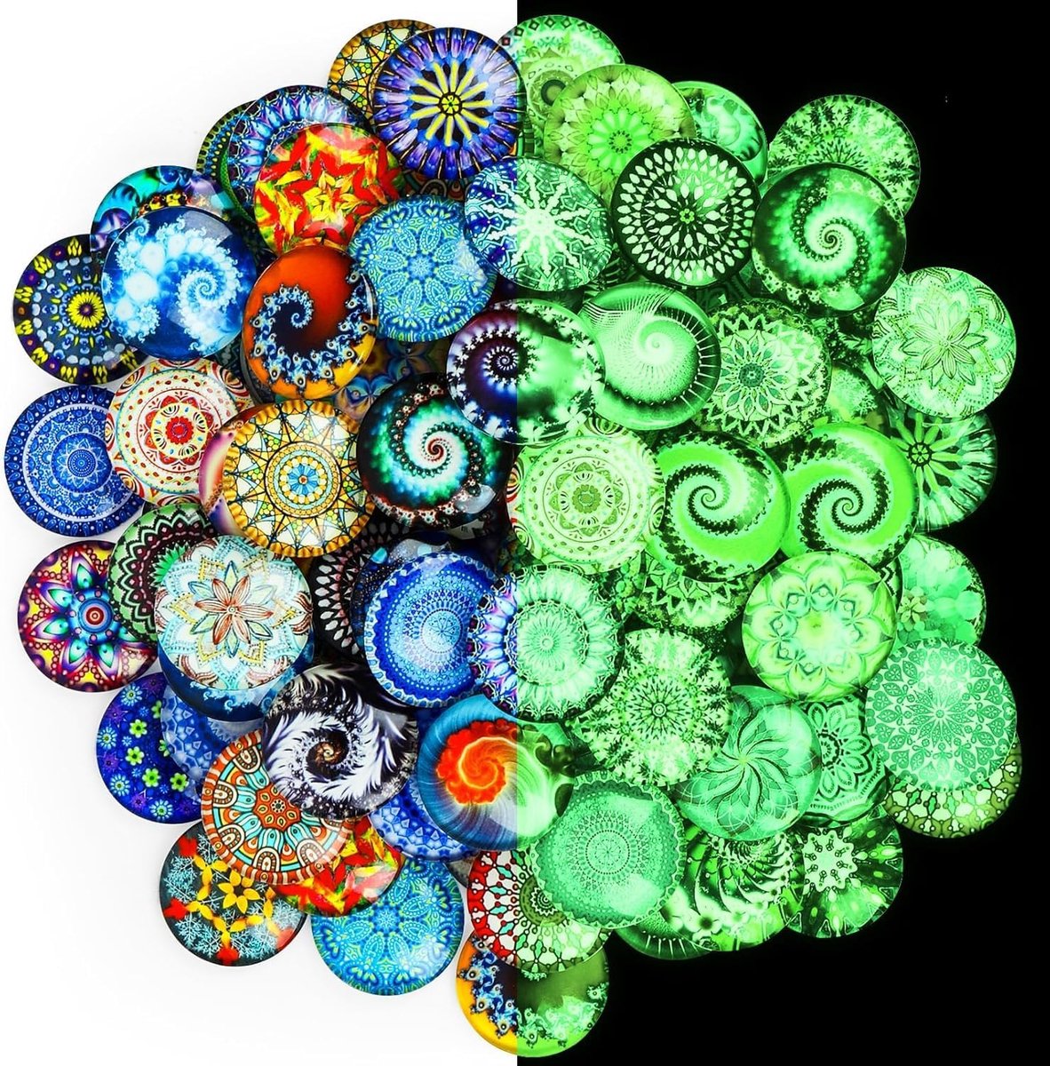 100 stuks Muggelstenen Kleurrijk voor Kinderen, 25 mm Gemengde Kleur Glazen Stenen, Glas Cabochons met Kleefrug, Glazen Stenen Decoratie voor DIY, Handwerk, hangers, sieraden maken
