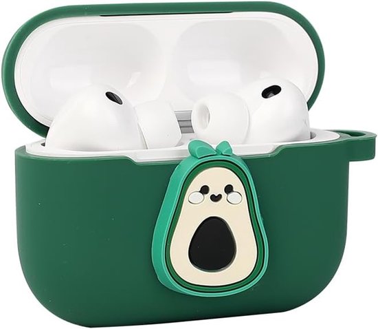 Hoesje compatibel met Apple Airpods Pro 3 beschermende grappige schattige cartoon slanke hoes met pop sleutelhanger (Avocado) — afbeelding 3