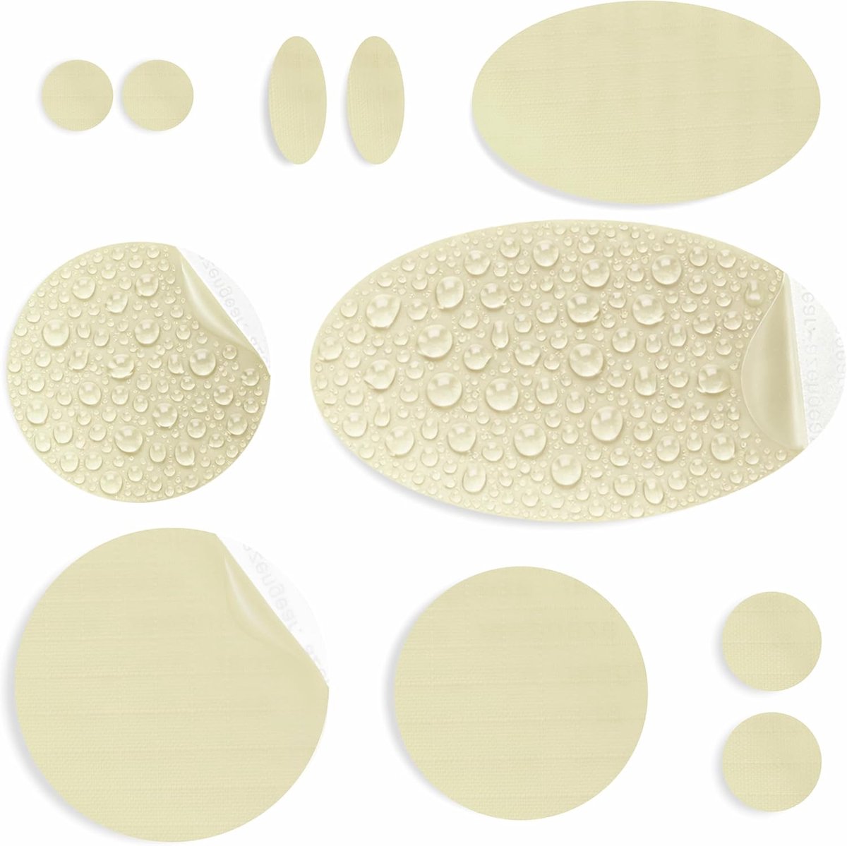 Reparatiepatches | Pre-cut, zelfklevend, zacht, waterdicht, scheurvast nylon stof om gaten in kleding, slaapzakken, skibroek (11 stuks) te bevestigen