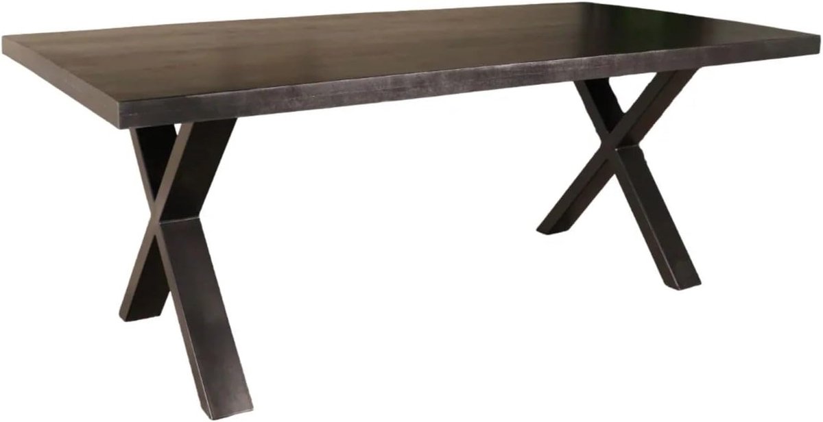 Eettafel Xavier rechthoekig 200cm zwart duurzaam mangohout langwerpig eetkamertafel hout