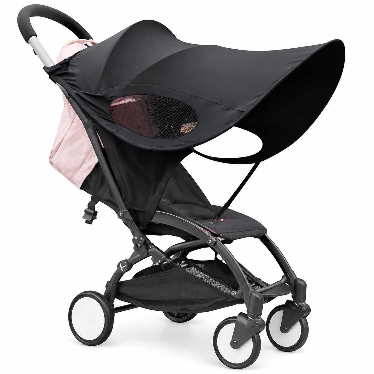 VHV - Kinderwagen zonnescherm - Spatwaterdicht - Zwart - Zonnescherm buggy - Kinderwagen luifel - Wandelwagen/buggy - Zonnedoek - op reis