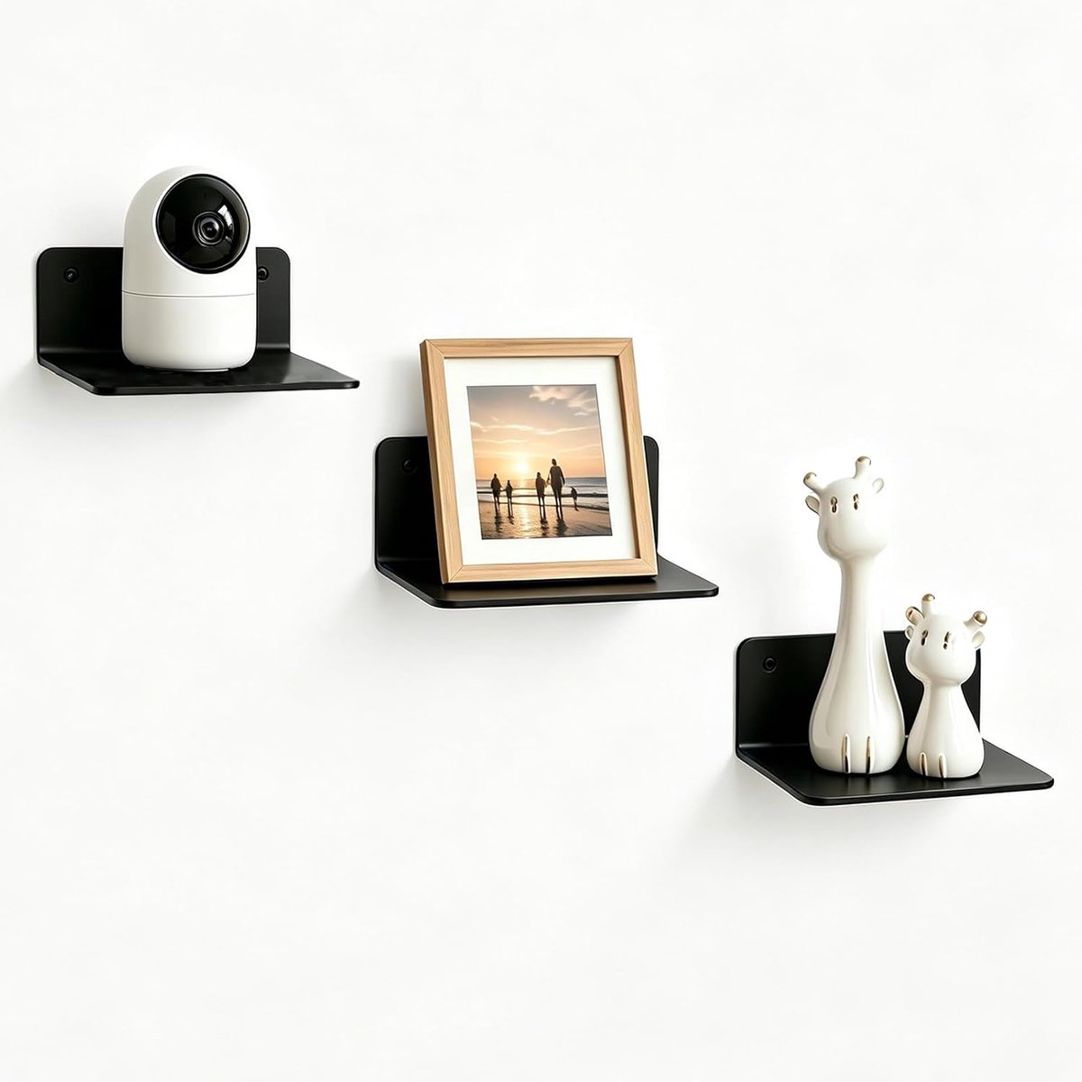 3 stuks, 12,5 cm, zwart wandrek met kabelgaten
