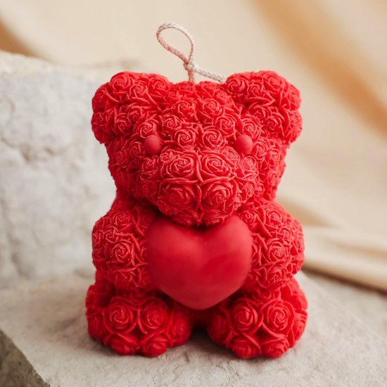 Berenkaarsvorm, 3D-siliconen vormen voor beren, verjaardagscadeaus, moederdaggeschenken, huwelijksgeschenken en vitrines (set van drie delen: beer + bloem) — afbeelding 4