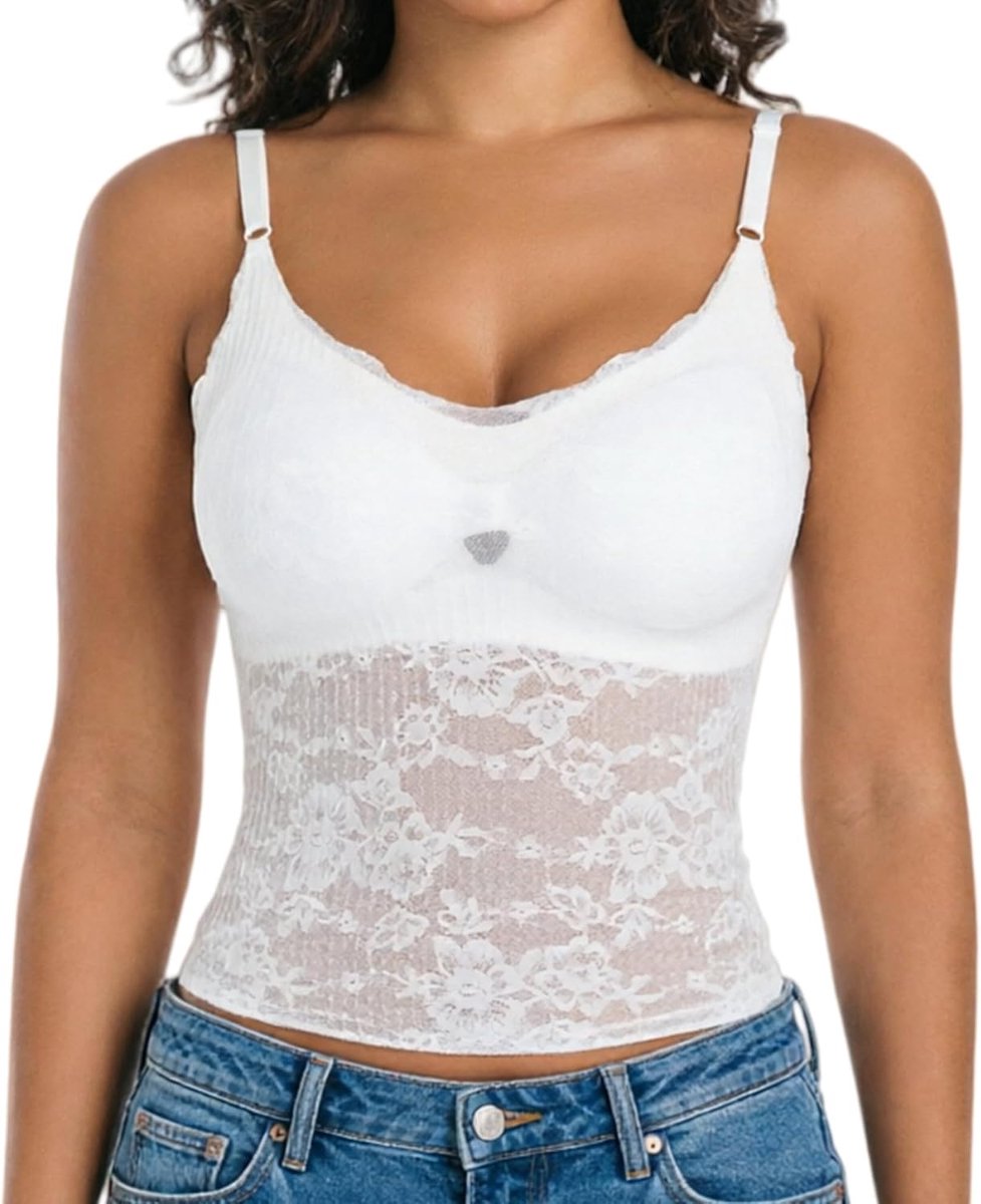 Top kant camisole verstelbare spaghettibandjes onderhemd tank tops V-hals bovenstuk dagelijks festival party