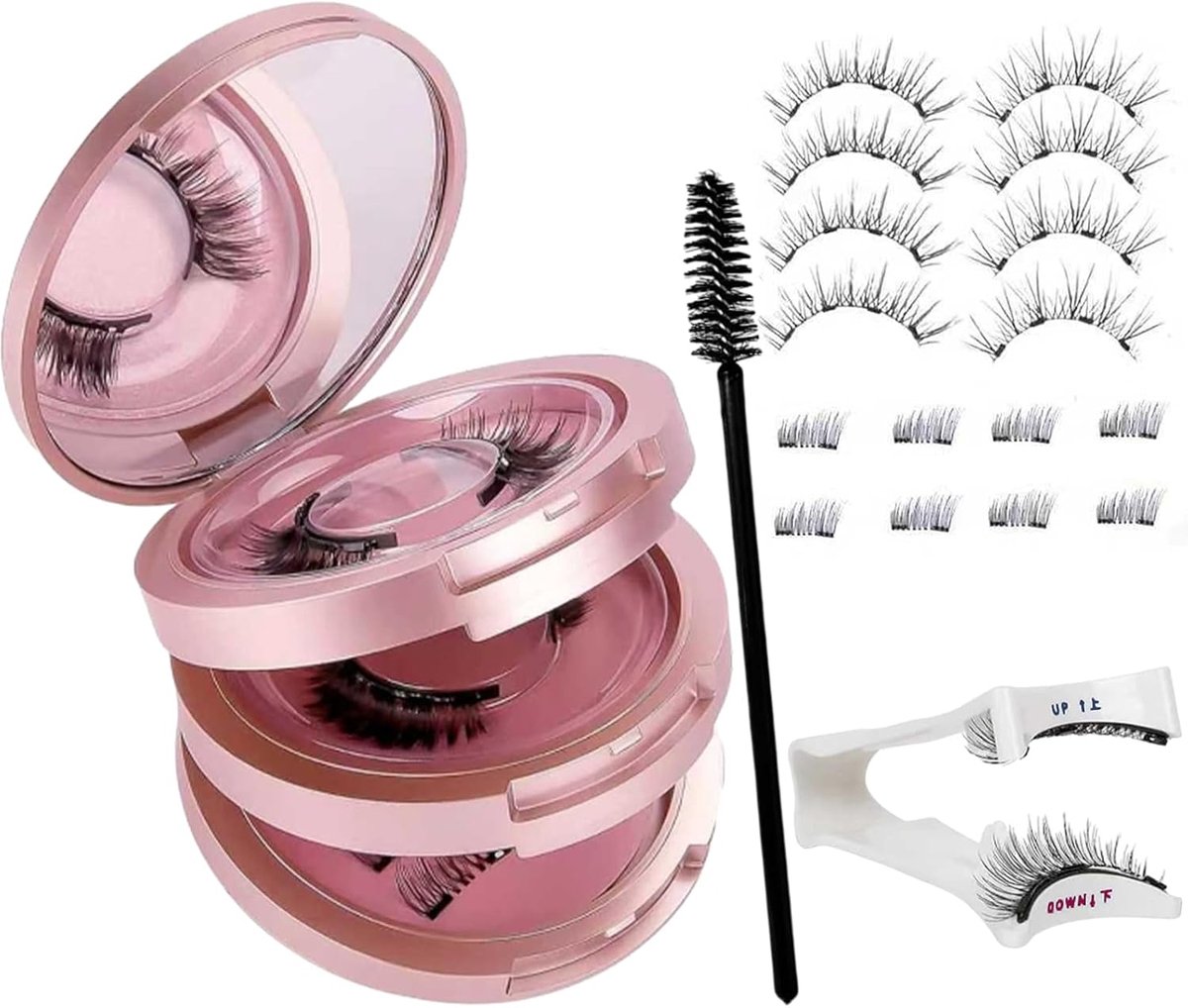16 stuks magnetische wimpers, natuurlijke magnetische wimpers, herbruikbaar, met magnetische wimperborstel, zonder eyeliner of lijm, set geschenken voor vrouwen, eenvoudig aan te brengen