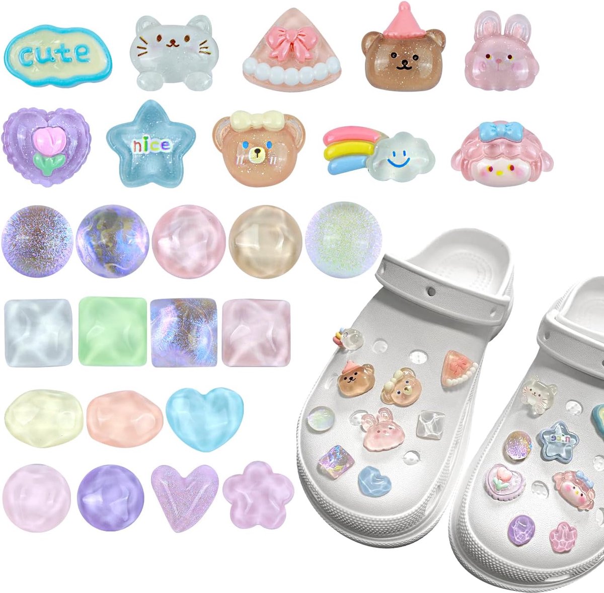 Schoenversieringen voor Crocs, 26 stuks doe-het-zelf schoen charms voor klompen, cartoon schoenhangers decoratie pins, meerdere stijlen kleurrijke schoen charms voor meisjes vrouwen volwassenen