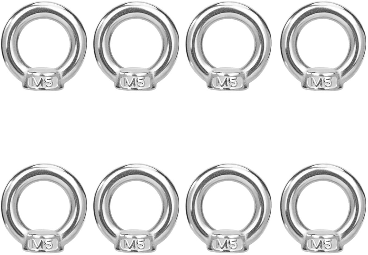 8 stuks ringbouten M5 golfclubs ringschroef van roestvrij staal 304 voor optillen bevestiging, robuuste golfballen met metrische schroefdraad, M5-schroeven met gat
