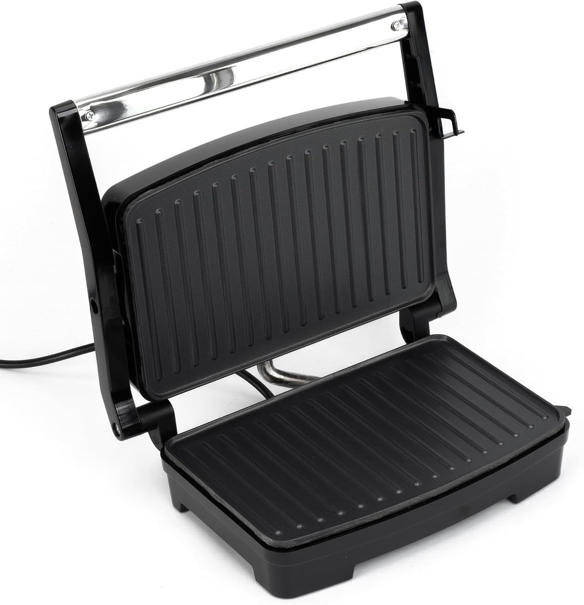 Paninigrill - Zwart - 28 x 22,5 x 8,8 cm - Met Anti-aanbaklaag en Cool-Touch Handgreep - Voor Sandwiches