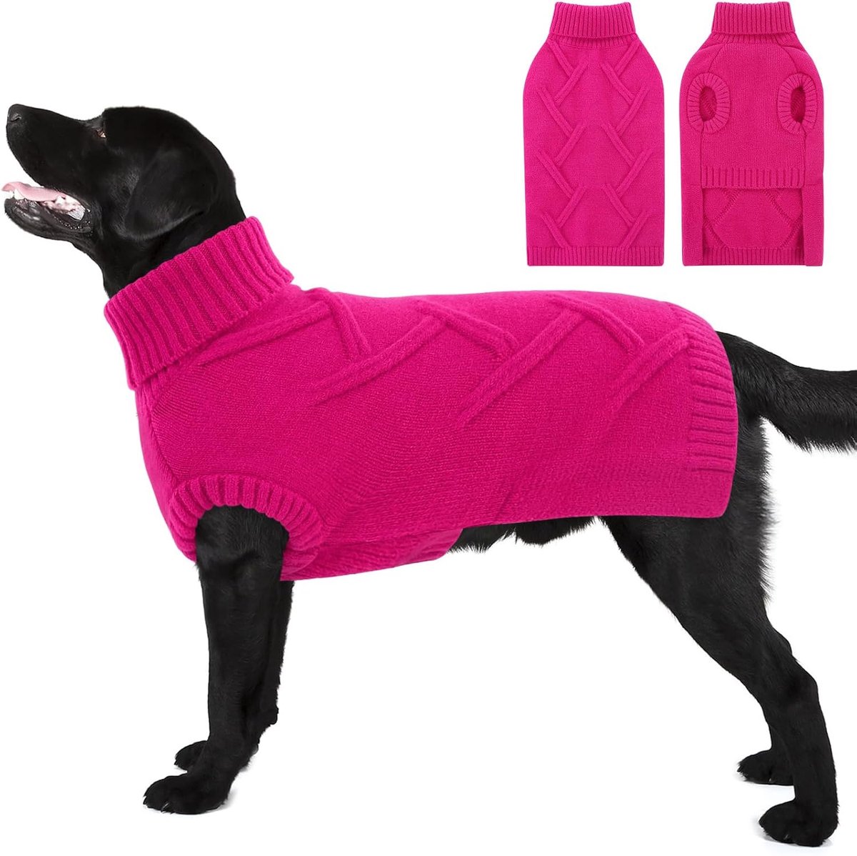 Hondentrui, XL, zacht en warm, gebreide huisdierentrui voor dagelijks gebruik, whippet, labrador en windhond, uniseks, huisdieren, roze, XL