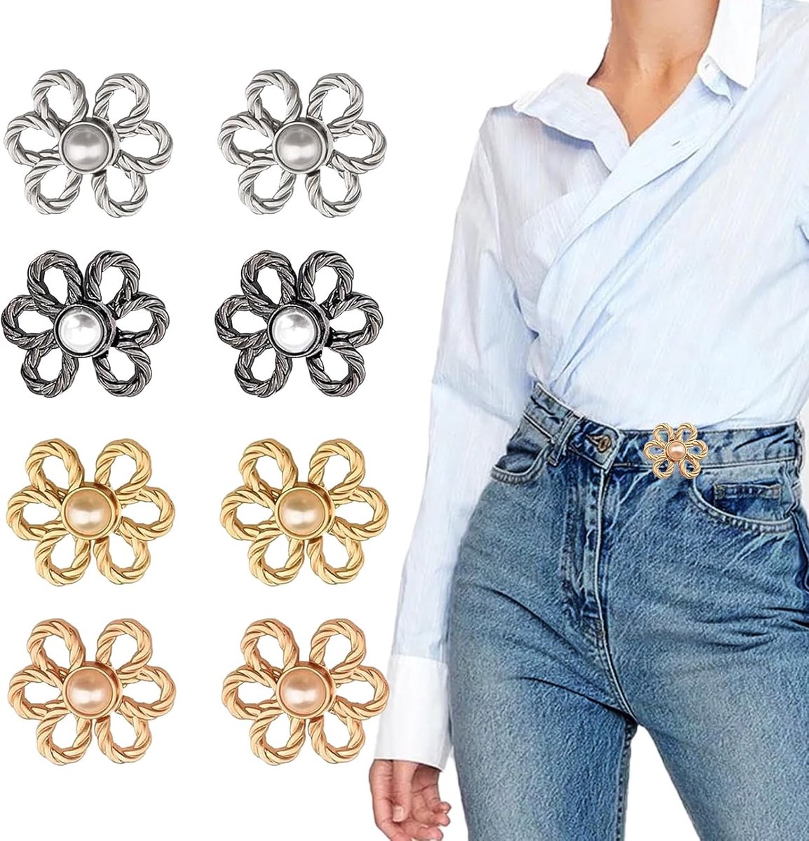 8 stuks Knoppen Om Broeken Enger Te Maken, broekpins, broekband enger maken, broekpins, broekknoppen, jeansknop, kleding Verstelbare taillegespen