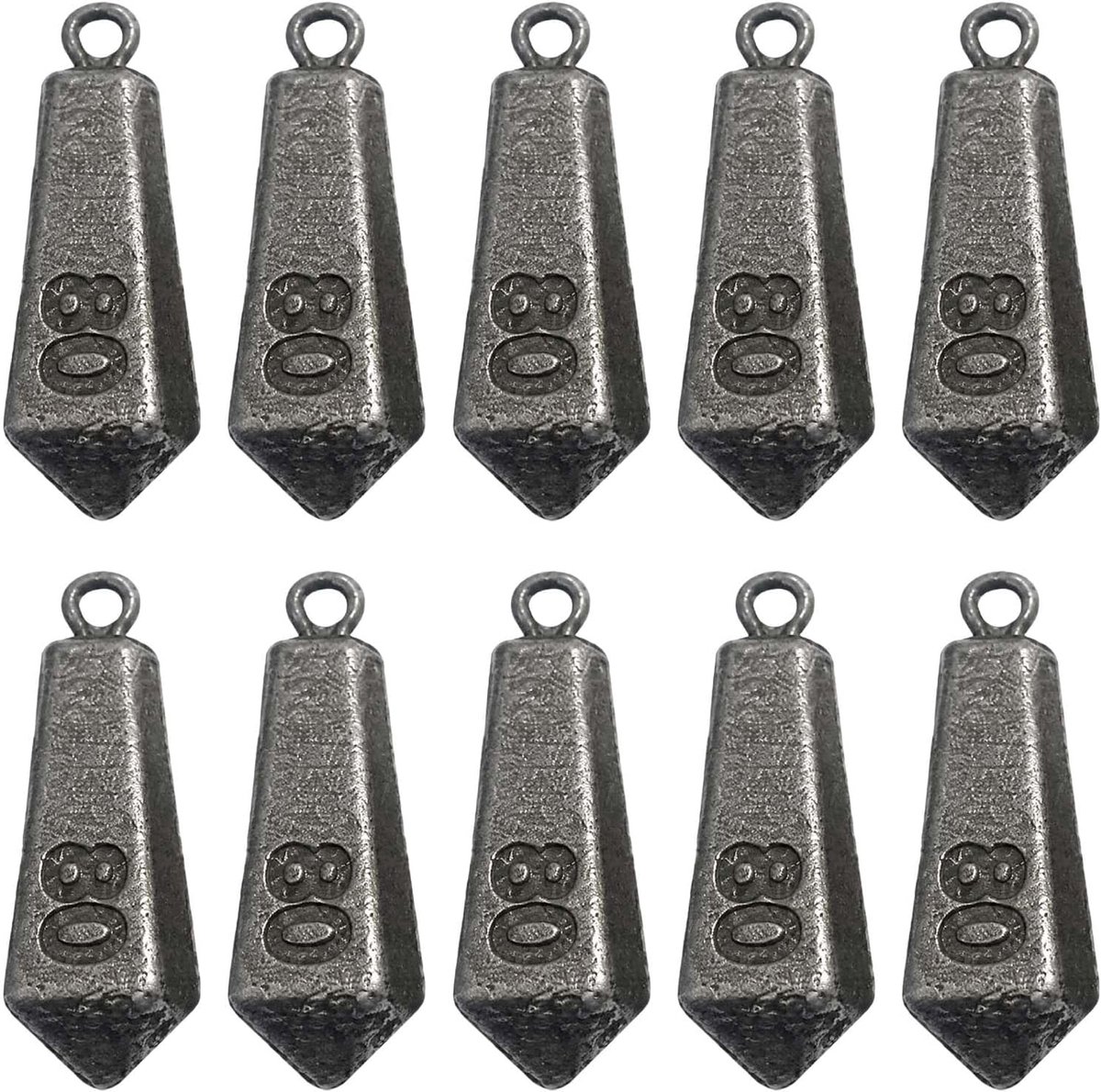 visaccessoires set 10 stuks - 80 gram karpervisgewichten - zoutwatervissen - zorgeloos vissen - ShopVlot