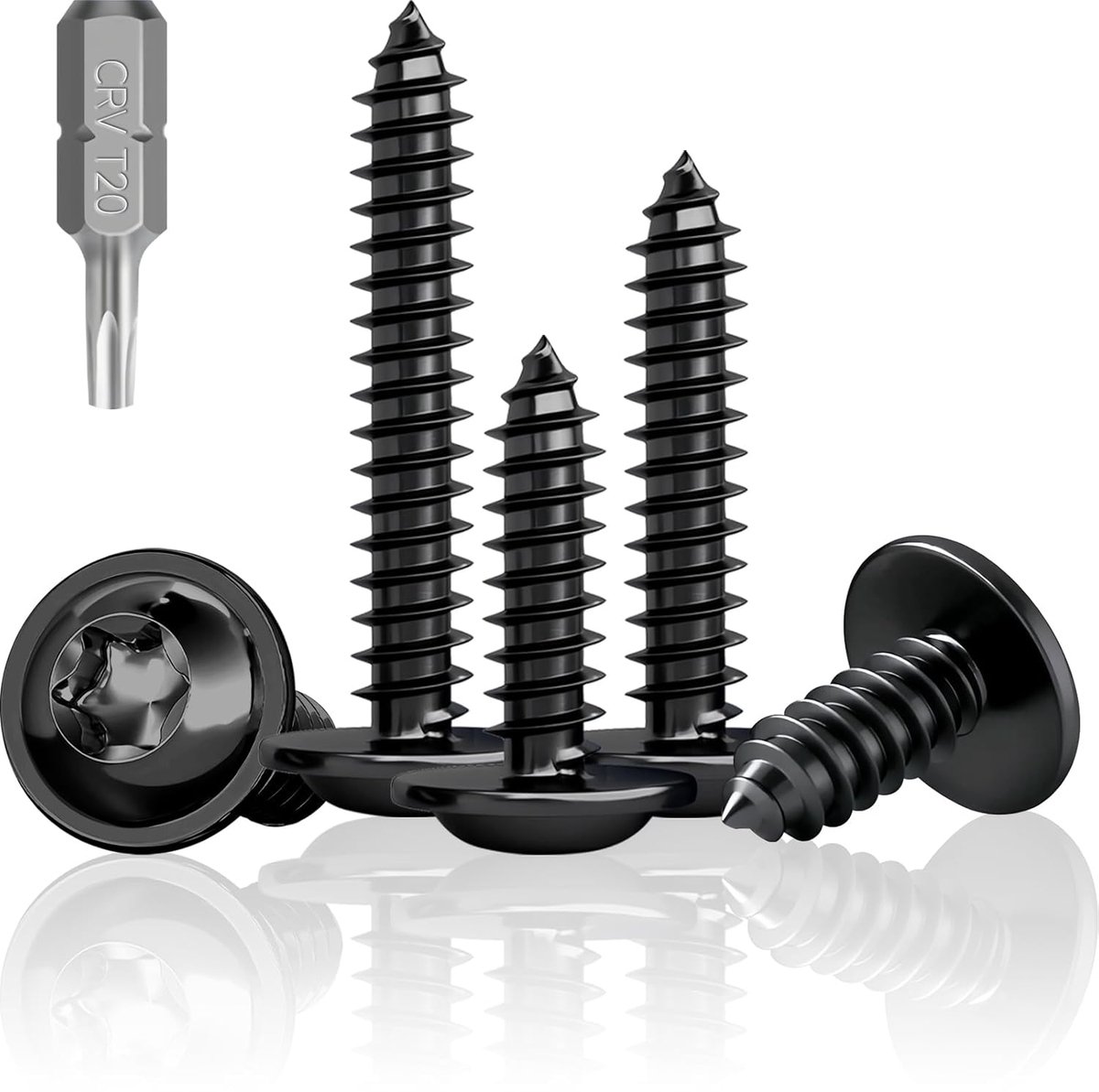 Pack of 100 Screws Black Flat Head M4 x 20mm Lens Head Screws Wood Stainless Steel A2 V2A Black Wood Screws Black - ShopVlot