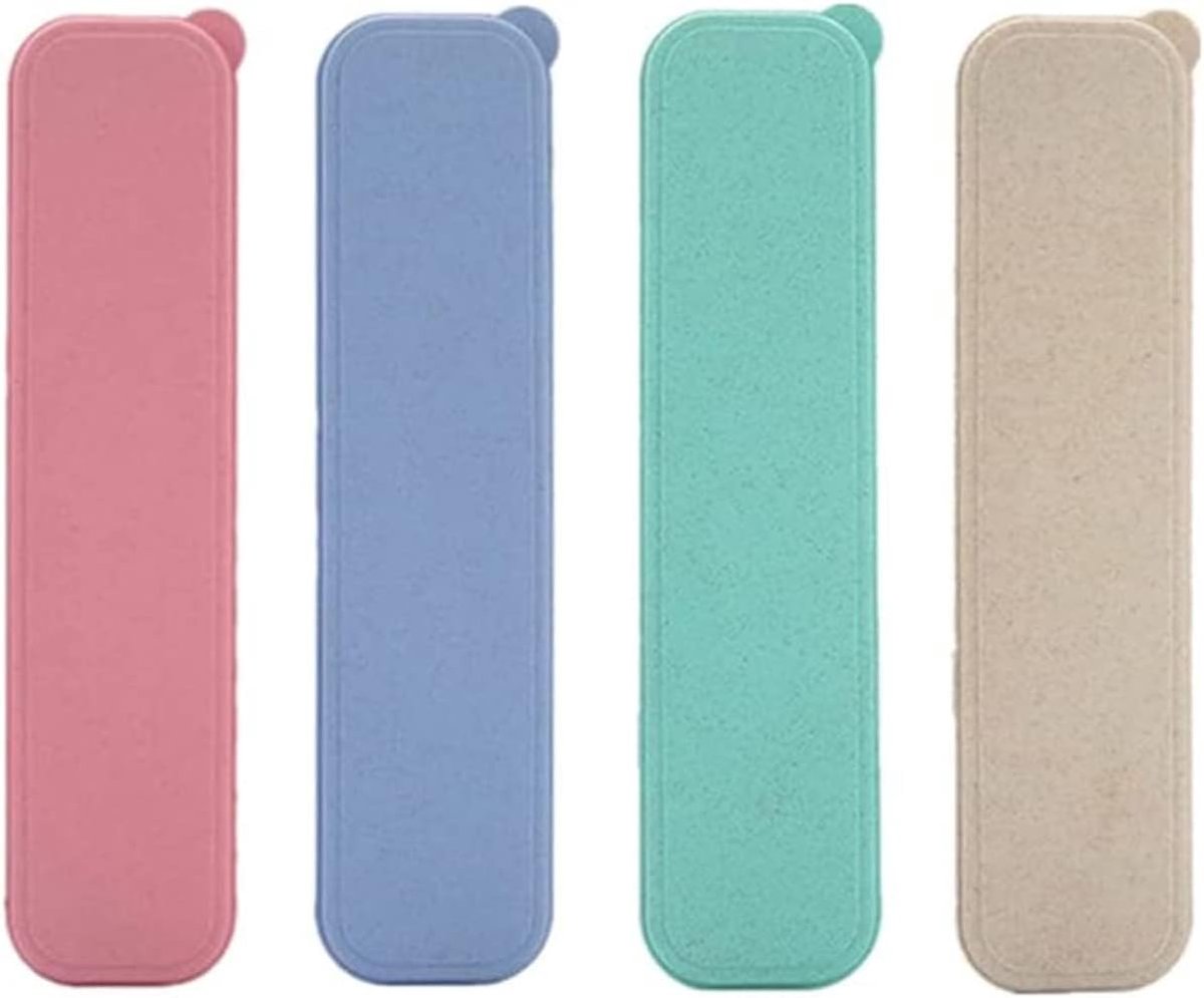 Toothbrush Case Set of 4 Travel Toothbrush Holder Pastel Colours Pink Blue Mint Beige Pink Blue Mint Beige Pastel - ShopVlot
