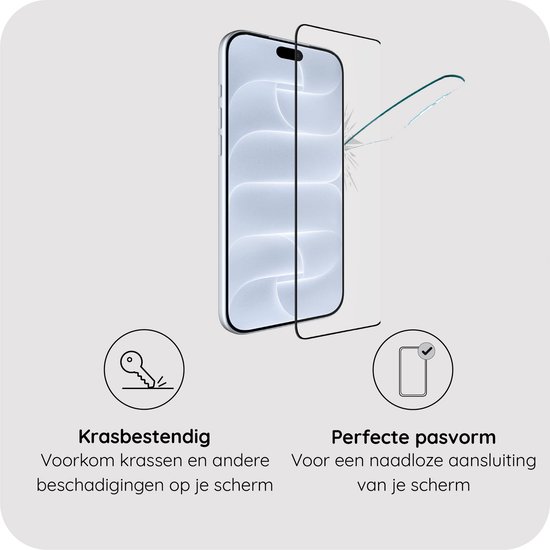 Krasbestendige screenprotector met perfecte pasvorm voor iPhone.