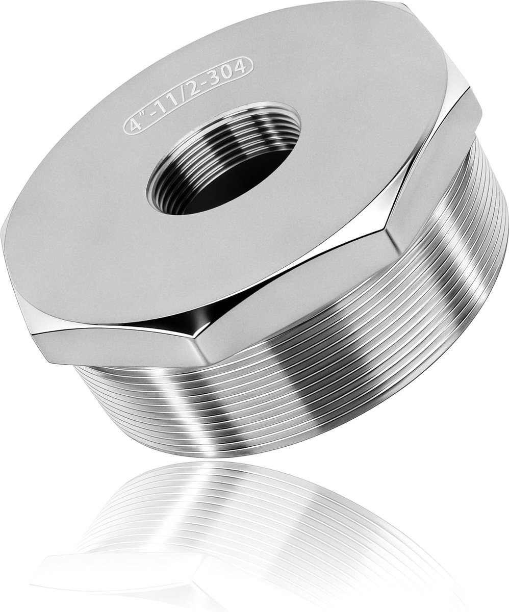 1 Piece Stainless Steel Reducer, Hex Socket, Double Nipple 4 Inch to 1-1/2 Inch AG/IG Reduction Pipe Screw Connection - ShopVlot