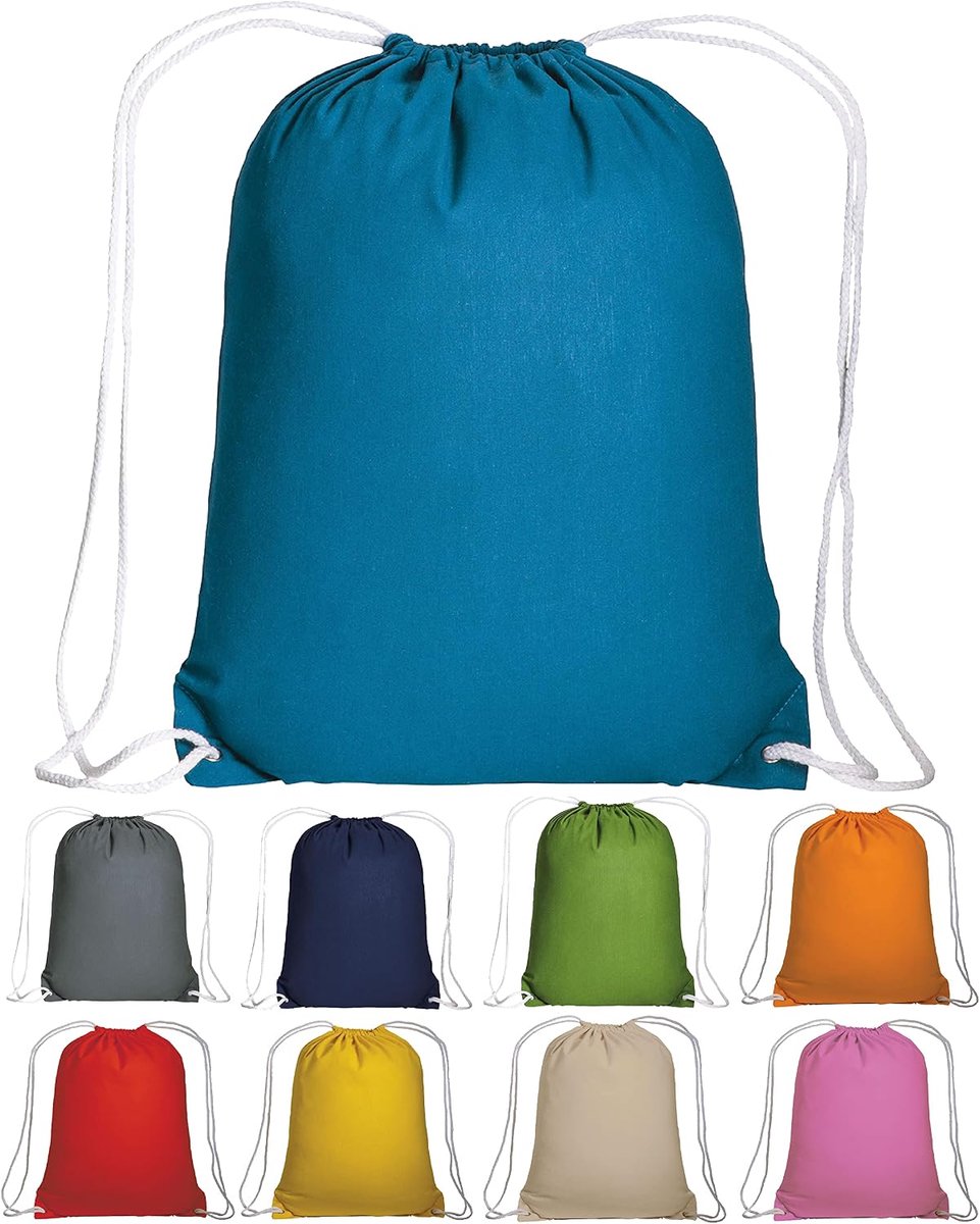 Generico Cotton backpack with zip, durable fabric bag, Sky Blue. - ShopVlot