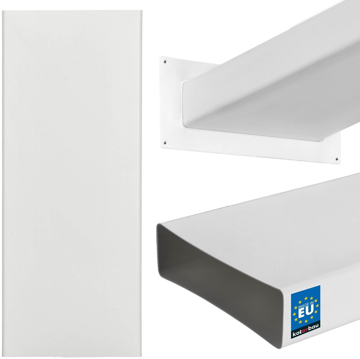 KOTARBAU® Plat Kanaal - Vlakkanaal 204 x 60 mm - Plat Luchtkanaal 50 cm Rechthoekig Ventilatiekanaal - Plat Kanaal - Ventilatiekanaal - Ventilatiebuis - Kabelgoot voor Kabels - Wit