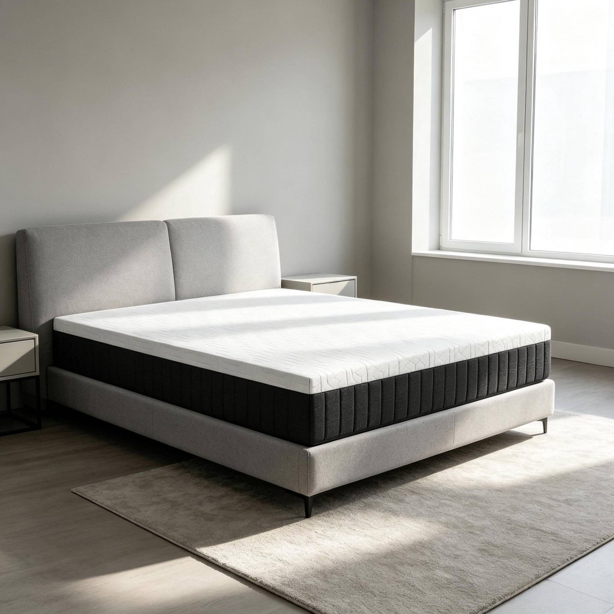 STILVORA Matras 140 x 190 cm – Tweepersoons Pocketveringmatras Met Traagschuim – 7 Zones, Gemiddelde Stevigheid, Wasbare Hoes – Wit Grijs