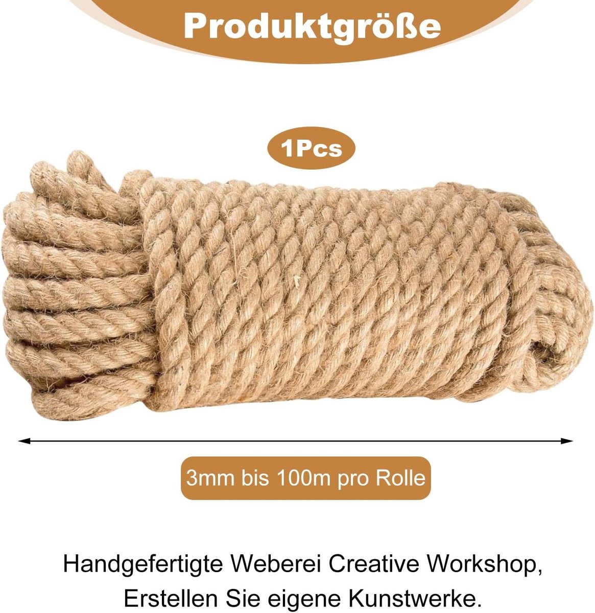 Henneptouw, 10 mm x 10 m, jute touw met handgemaakte decoratieve accessoires, decoratie voor kunsthandwerk, tuin - ShopVlot
